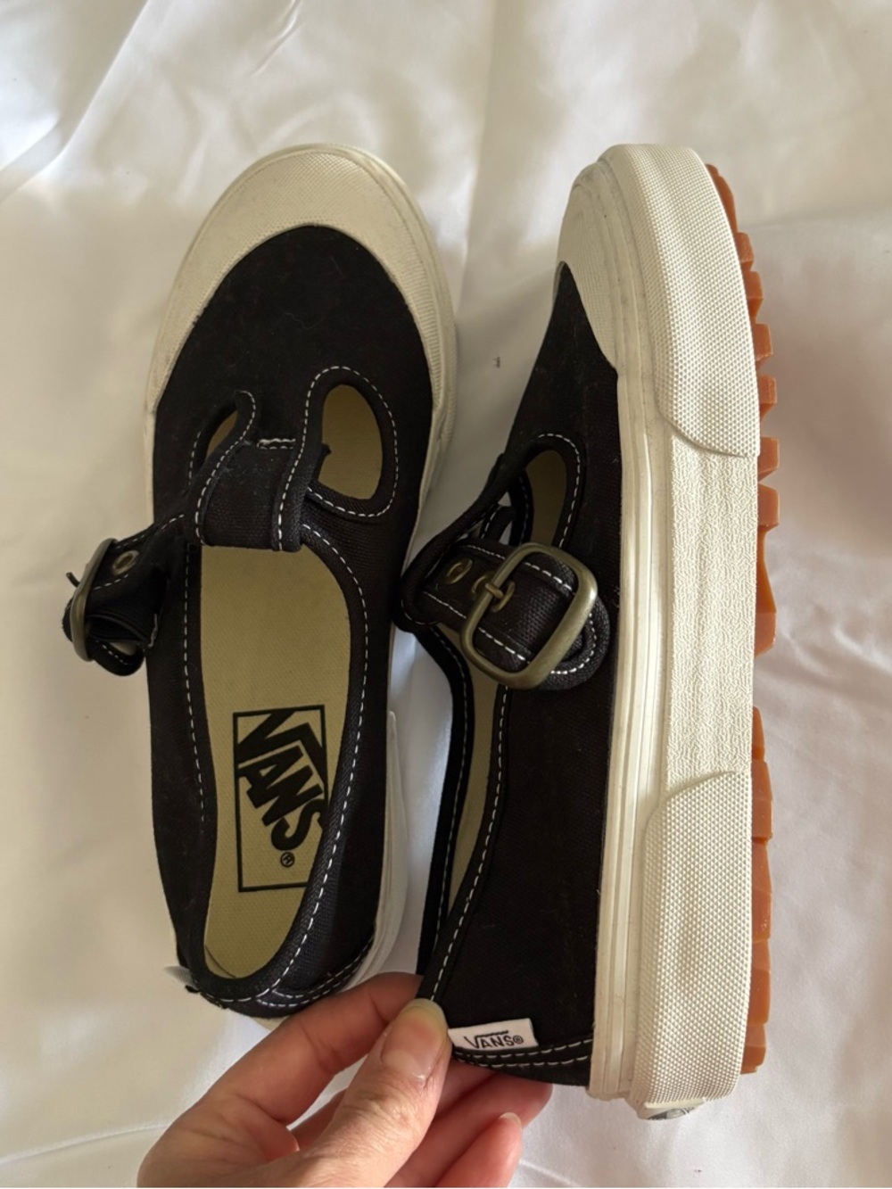 Vans Black Suede Mary Jane Sneakers with White Platform